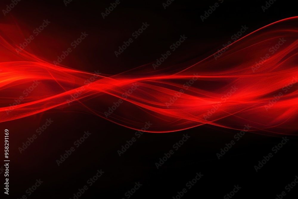 Naklejka premium Abstract red waves on black background