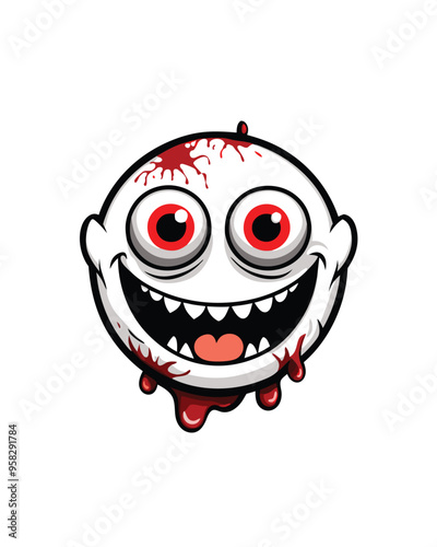 Illustrate a cute yet eerie monster with a single eye and a wide, toothy grin.