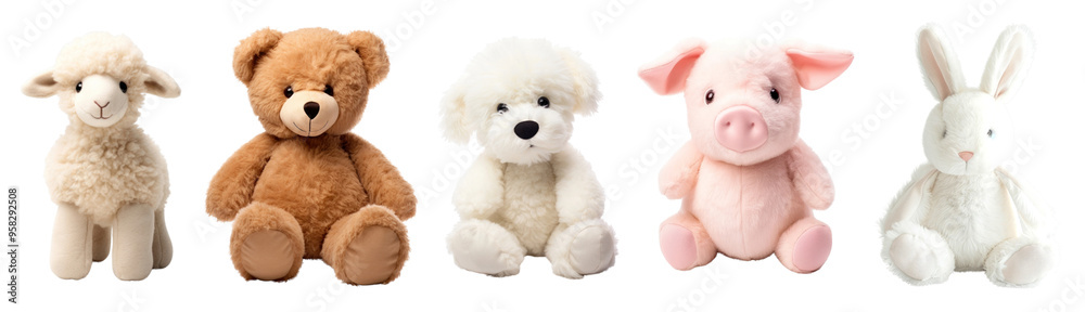 Fototapeta premium Cute animal doll png cut out element set