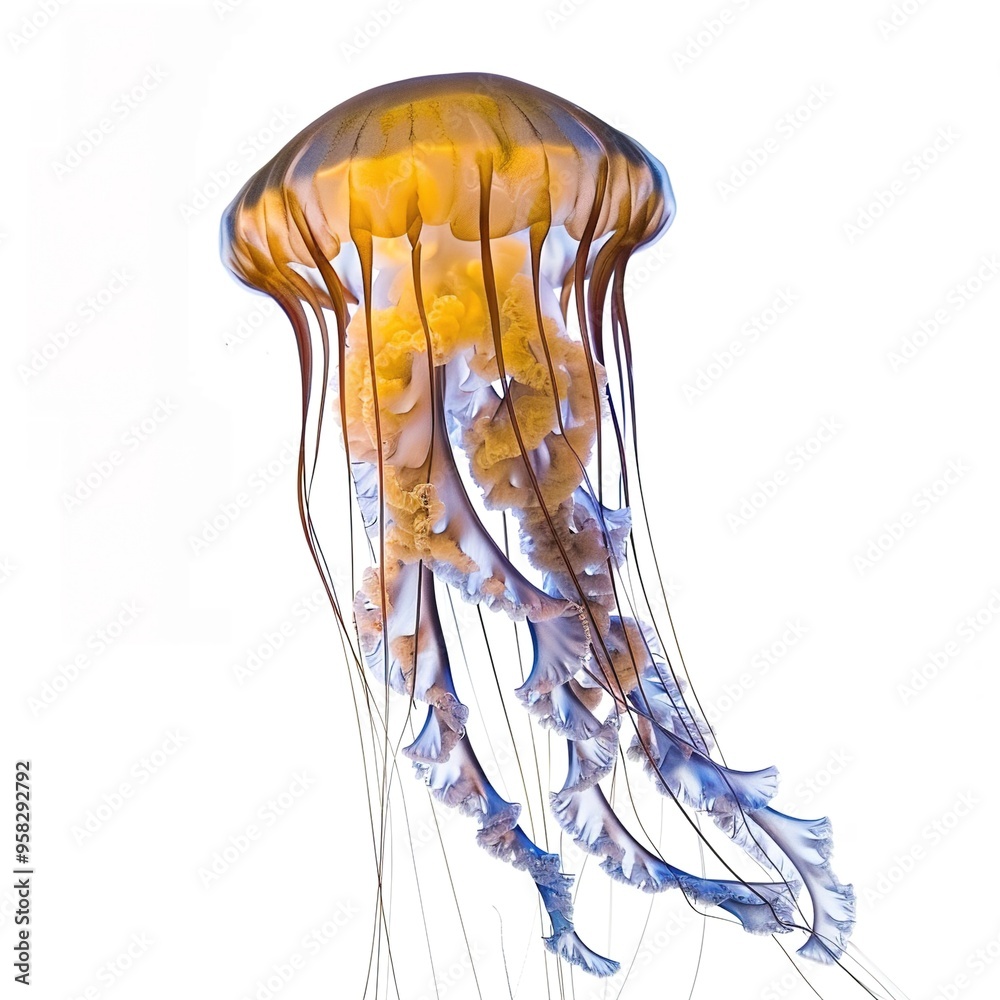 a jellyfish in the water isolated on white a jellyfish in the water isolated on white