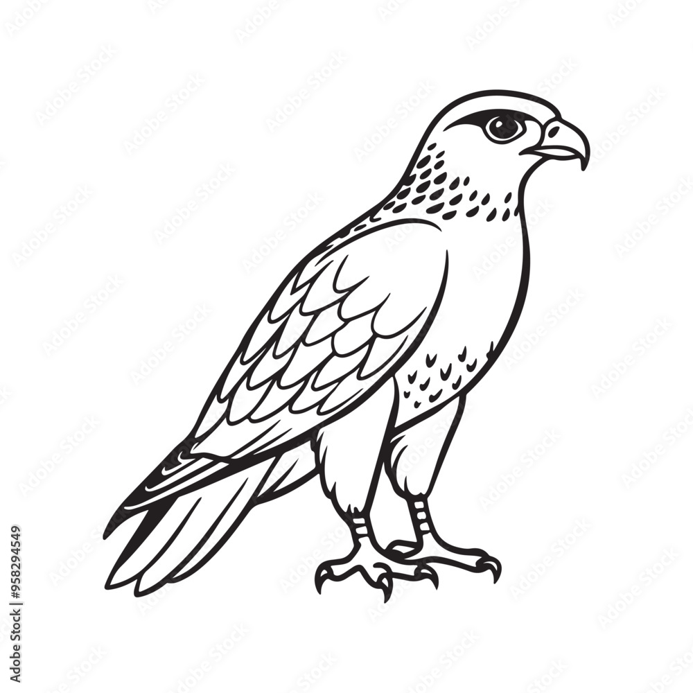 Harrier bird line art vector silhouette with white Background Harrier bird line art vector silhouette with white Background