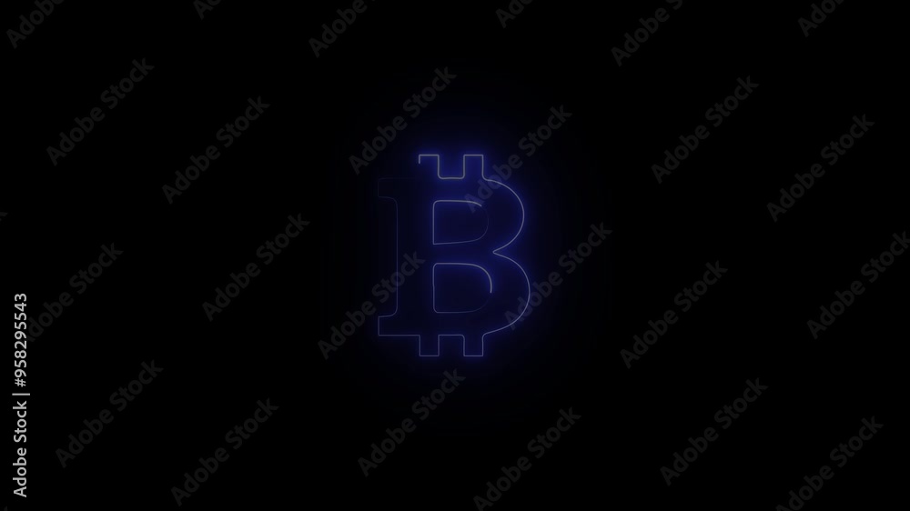 Physical bit coin. Neon bitcoin icon animation on black background. Physical bit coin. Neon bitcoin icon animation on black background.