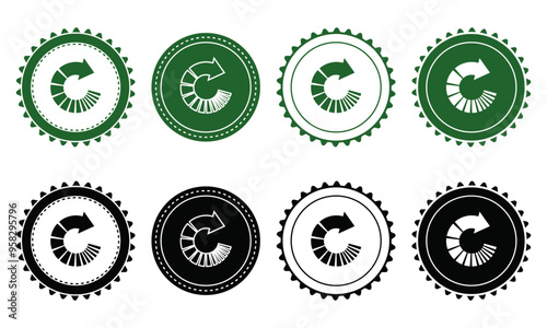 Ecology icon set. Ecology Stamps. Environment, sustainability, nature, recycle, renewable energy; electric bike, eco-friendly, forest, wind power, green symbol. Solid icons vector collection.