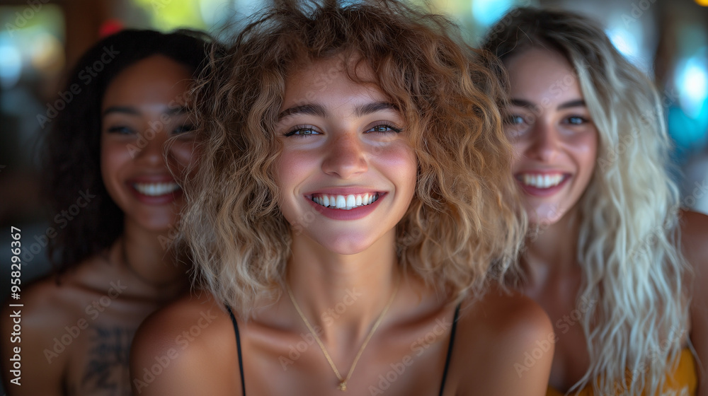 Three Smiling Friends Enjoying a Fun Day Together – Happy and Joyful Portrait of Diverse Women Three Smiling Friends Enjoying a Fun Day Together – Happy and Joyful Portrait of Diverse Women