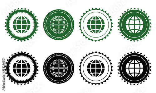 Ecology icon set. Ecology Stamps. Environment, sustainability, nature, recycle, renewable energy; electric bike, eco-friendly, forest, wind power, green symbol. Solid icons vector collection.