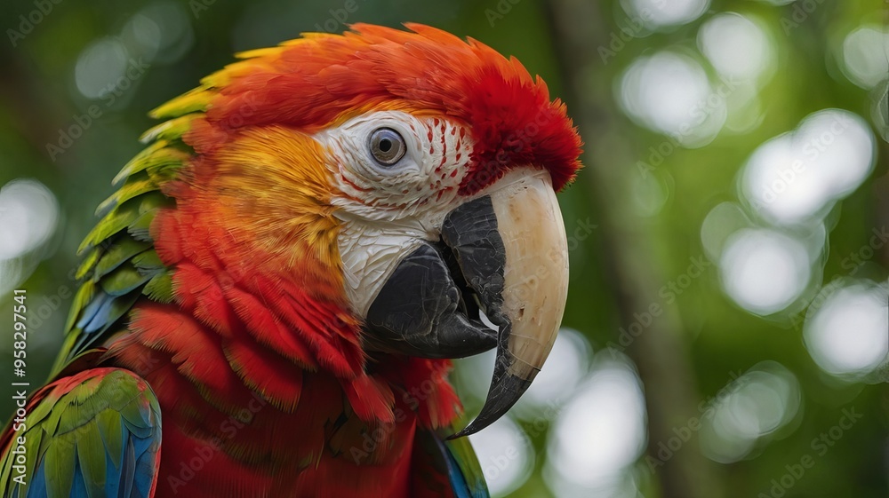 Obraz premium A close-up of a vibrant scarlet macaw parrot