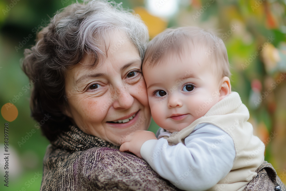 Proud grandmother with her baby grandson Proud grandmother with her baby grandson