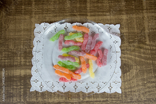 photography of sour worms