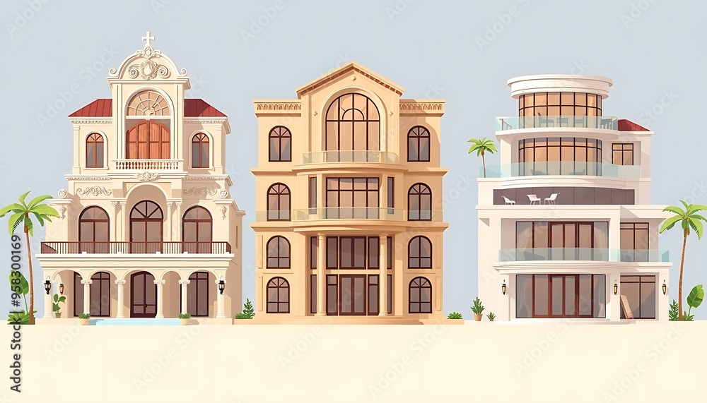 Fototapeta premium Vector Luxury House Collection - Flat Vector Design