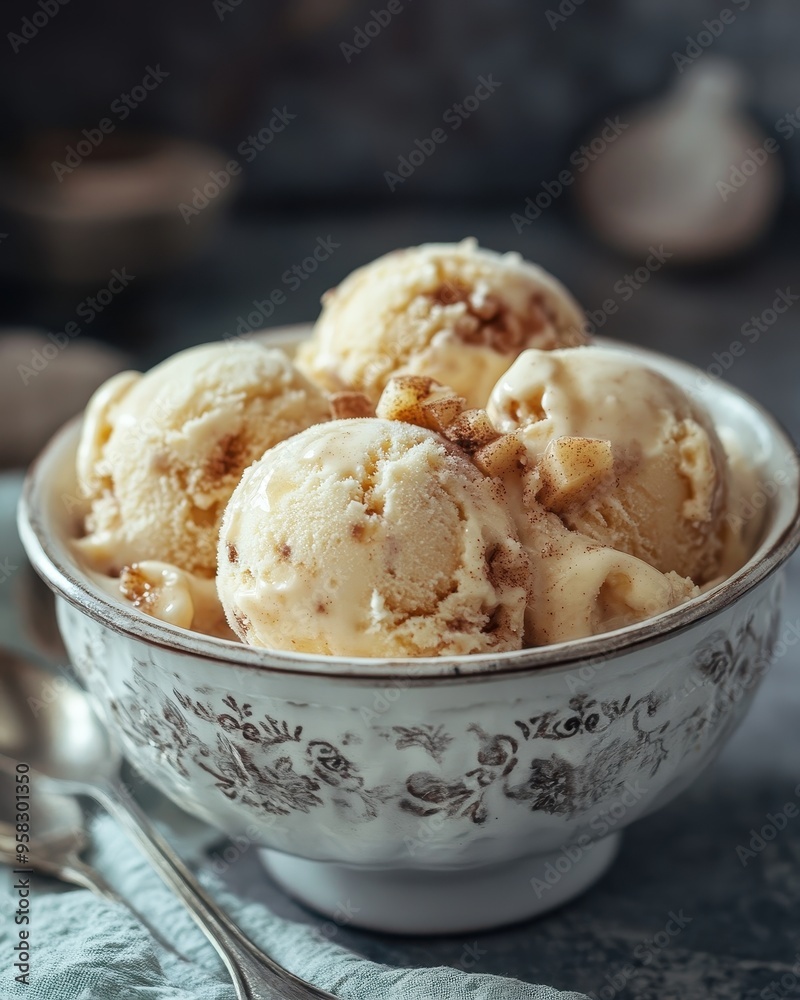 Deliciously creamy ice cream scoops presented in an elegant bowl, perfect for dessert enthusiasts and food photography lovers. Deliciously creamy ice cream scoops presented in an elegant bowl, perfect for dessert enthusiasts and food photography lovers.
