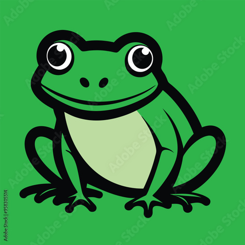 Solid color Green Frog animal design