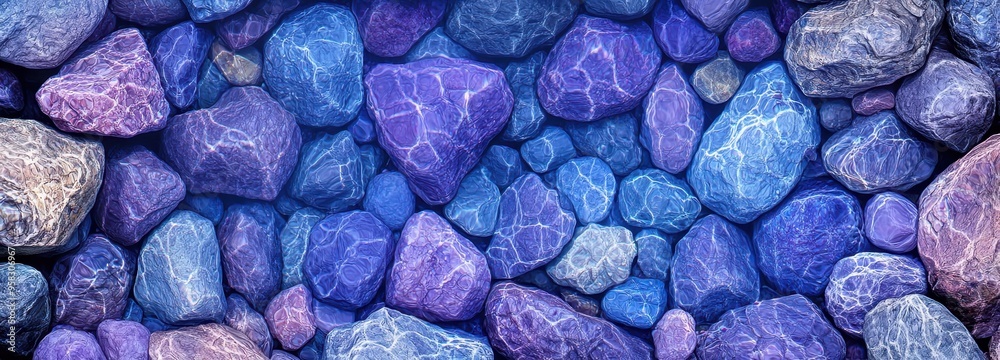 A vibrant collection of purple and blue rocks showcasing unique textures, perfect for backgrounds or artistic projects. A vibrant collection of purple and blue rocks showcasing unique textures, perfect for backgrounds or artistic projects.