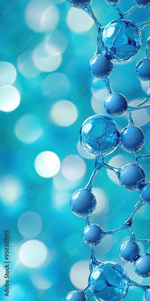 Close-up of blue molecular structures against a soft blue background, creating an abstract, scientific visual effect. Close-up of blue molecular structures against a soft blue background, creating an abstract, scientific visual effect.