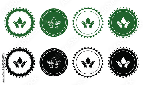 Ecology icon set. Ecology Stamps. Environment, sustainability, nature, recycle, renewable energy; electric bike, eco-friendly, forest, wind power, green symbol. Solid icons vector collection.