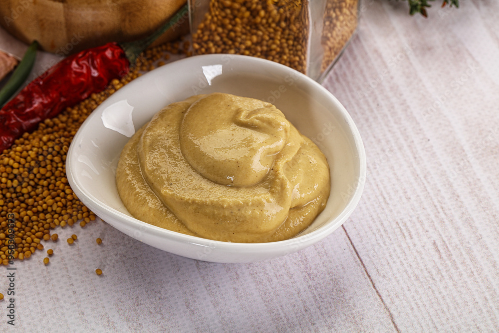 Dijon mustard sauce in the bowl Dijon mustard sauce in the bowl