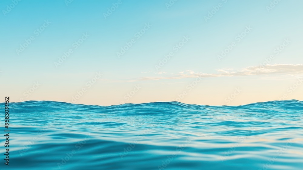 Obraz premium Tranquil ocean horizon at sunrise