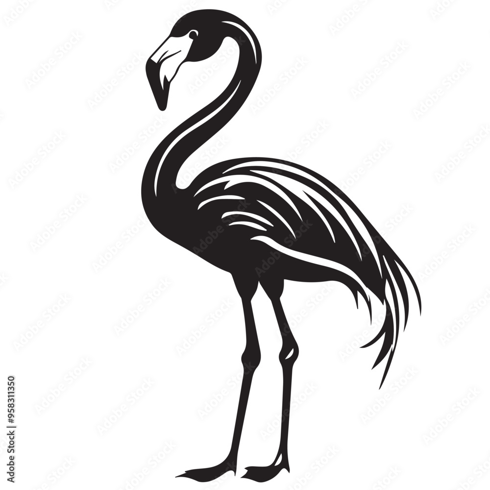 Flamingo in cartoon, doodle style . Image for t-shirt, web, mobile apps and ui. Isolated 2d vector illustration in logo, icon, sketch style, Eps 10, black and white. AI Generative Flamingo in cartoon, doodle style . Image for t-shirt, web, mobile apps and ui. Isolated 2d vector illustration in logo, icon, sketch style, Eps 10, black and white. AI Generative