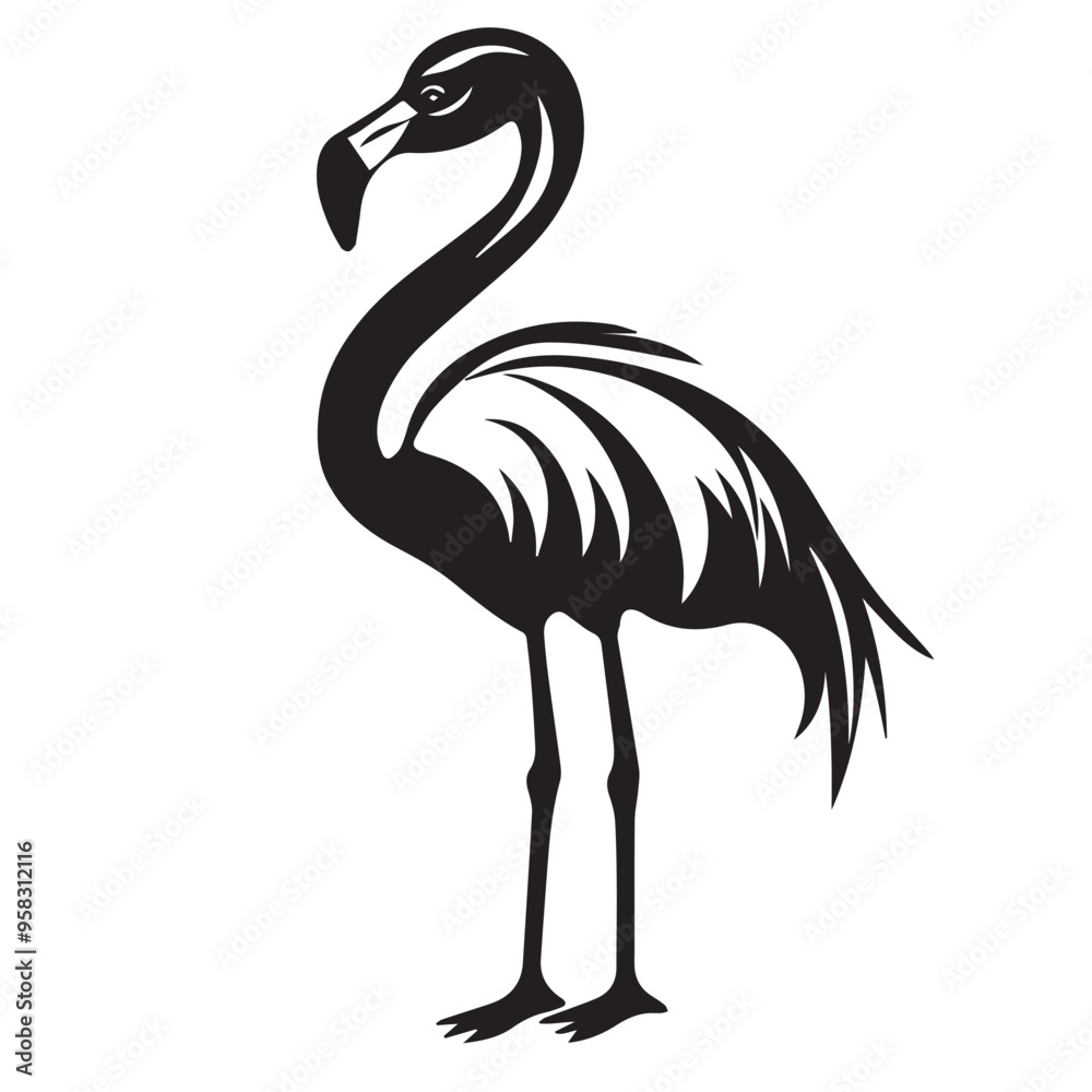 Flamingo in cartoon, doodle style . Image for t-shirt, web, mobile apps and ui. Isolated 2d vector illustration in logo, icon, sketch style, Eps 10, black and white. AI Generative Flamingo in cartoon, doodle style . Image for t-shirt, web, mobile apps and ui. Isolated 2d vector illustration in logo, icon, sketch style, Eps 10, black and white. AI Generative