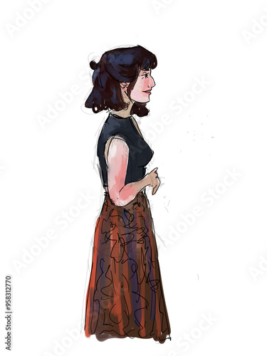 girl in a black dress