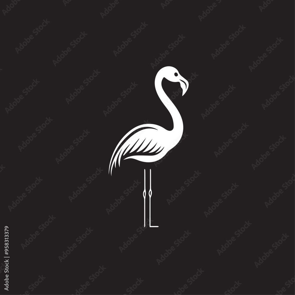 Fototapeta premium Flamingo in cartoon, doodle style . Image for t-shirt, web, mobile apps and ui. Isolated 2d vector illustration in logo, icon, sketch style, Eps 10, black and white. AI Generative