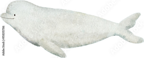 Adorable Beluga Whale illustration in children's book style