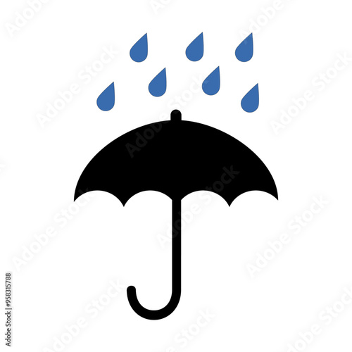 Umbrella with raindrops icon.