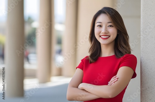 professional photo of an Asian American woman,headshot