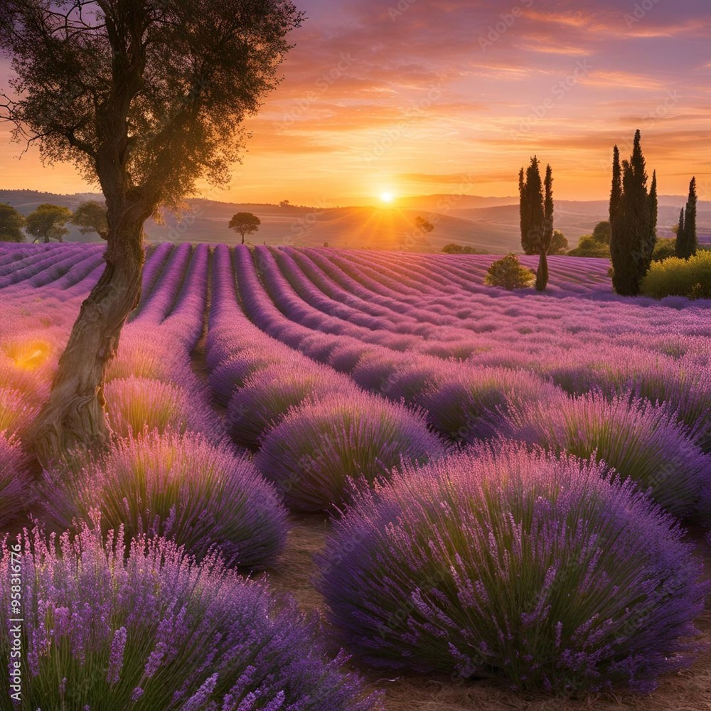 Lavender, Landscape, sunset, sunrise, Lavender, Landscape, sunset, sunrise,