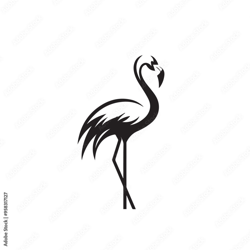 Flamingo in cartoon, doodle style . Image for t-shirt, web, mobile apps and ui. Isolated 2d vector illustration in logo, icon, sketch style, Eps 10, black and white. AI Generative Flamingo in cartoon, doodle style . Image for t-shirt, web, mobile apps and ui. Isolated 2d vector illustration in logo, icon, sketch style, Eps 10, black and white. AI Generative