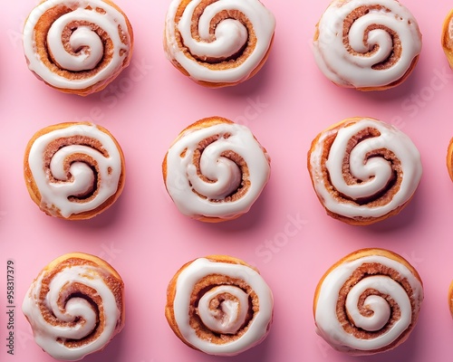 cinnamon roll on a pink background photo