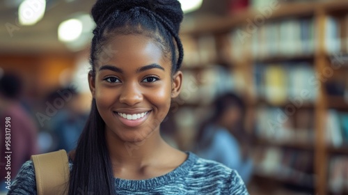 Positive Student in Library