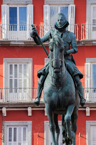 Statue of King Felipe III on horseback in Plaza Mayor photo