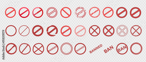 Stop and banned. Not allowed. Prohibition and forbidden sign. 