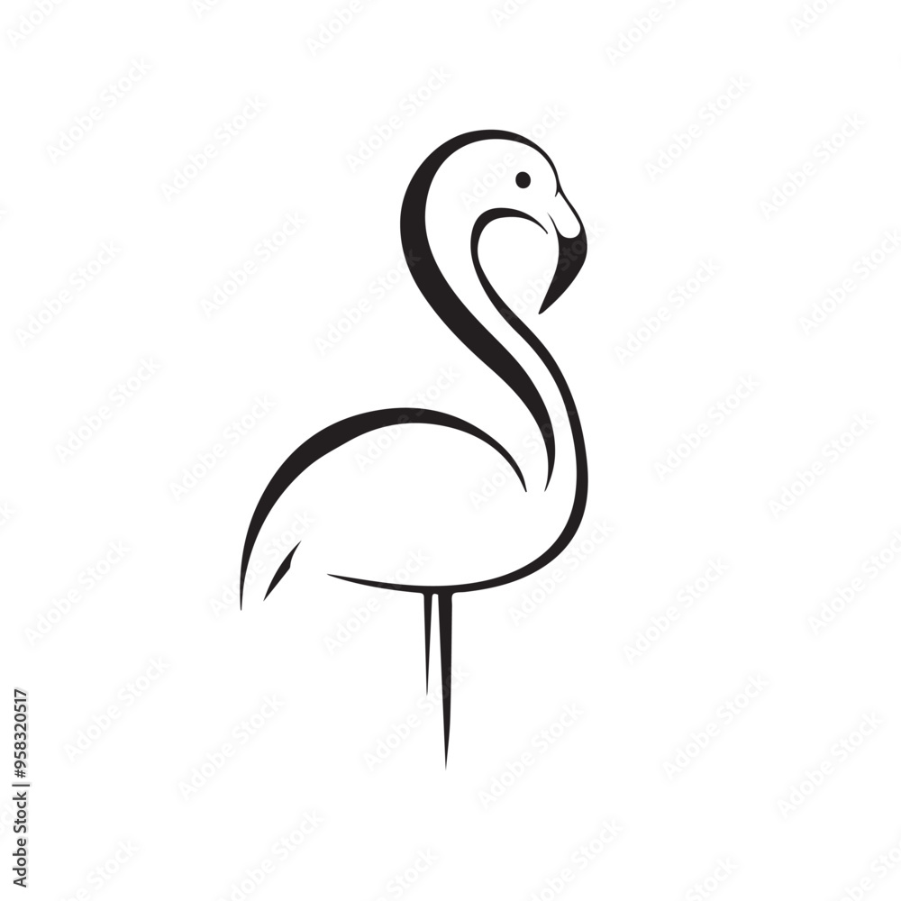 Flamingo in cartoon, doodle style . Image for t-shirt, web, mobile apps and ui. Isolated 2d vector illustration in logo, icon, sketch style, Eps 10, black and white. AI Generative Flamingo in cartoon, doodle style . Image for t-shirt, web, mobile apps and ui. Isolated 2d vector illustration in logo, icon, sketch style, Eps 10, black and white. AI Generative