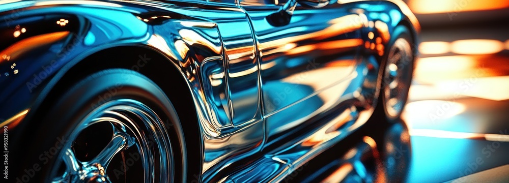 Close-up of a Shiny Black Car with Reflections Close-up of a Shiny Black Car with Reflections