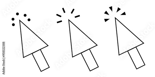Computer flat mousse click cursor arrow icon and loading icons.