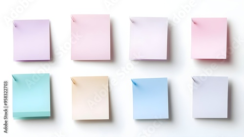 Colorful Blank Sticky Notes on White Background