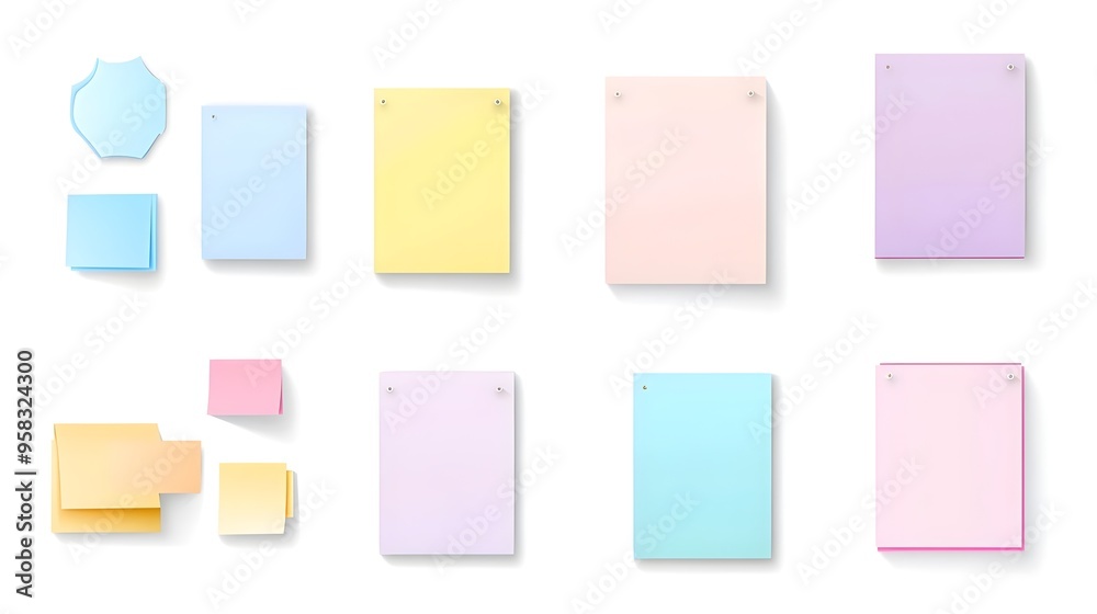 Colorful Sticky Notes & Blank Paper Mockup Colorful Sticky Notes & Blank Paper Mockup