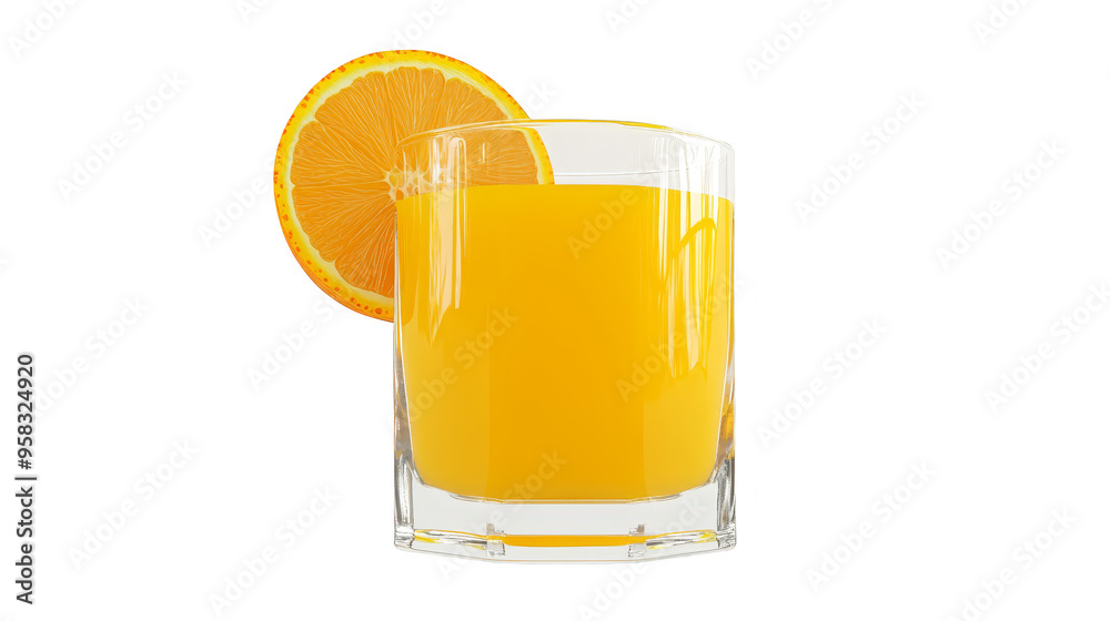 Glass of Orange Juice with Orange Slice Garnish Glass of Orange Juice with Orange Slice Garnish