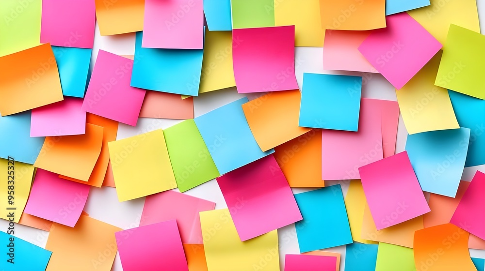 Colorful Sticky Notes Background, Office Supplies, Abstract