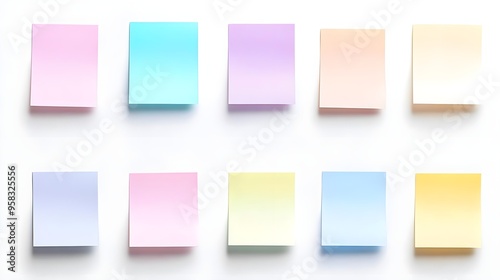 Colorful Sticky Notes Blank Template White Background