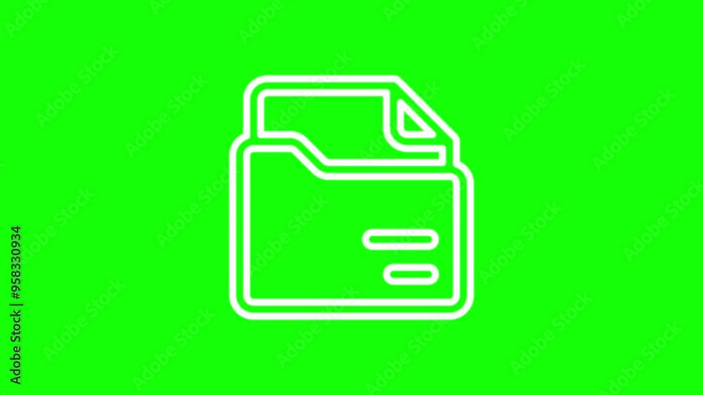 Animation of a folder icon on a green background. 4K video. Looped animation. Animation of a folder icon on a green background. 4K video. Looped animation.