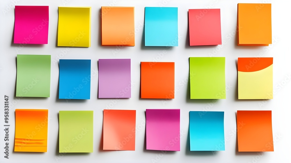 Colorful Sticky Notes on White Background Colorful Sticky Notes on White Background