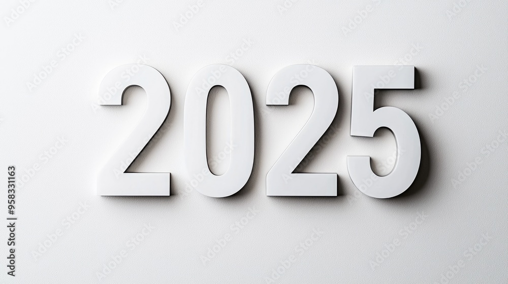 Minimalist White 2025 Numbers on Clean White Background for New Year Minimalist White 2025 Numbers on Clean White Background for New Year