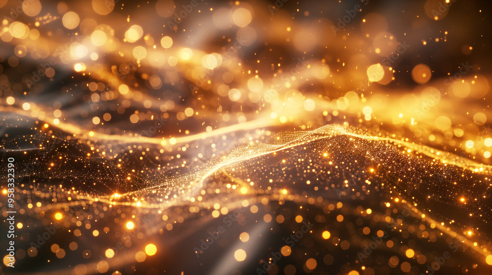 Obraz premium Abstract background with golden particles