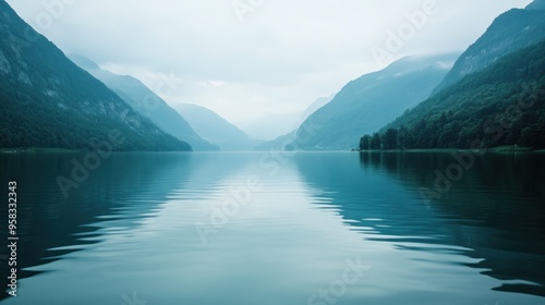 Tranquil Lake Reflection with Mountains