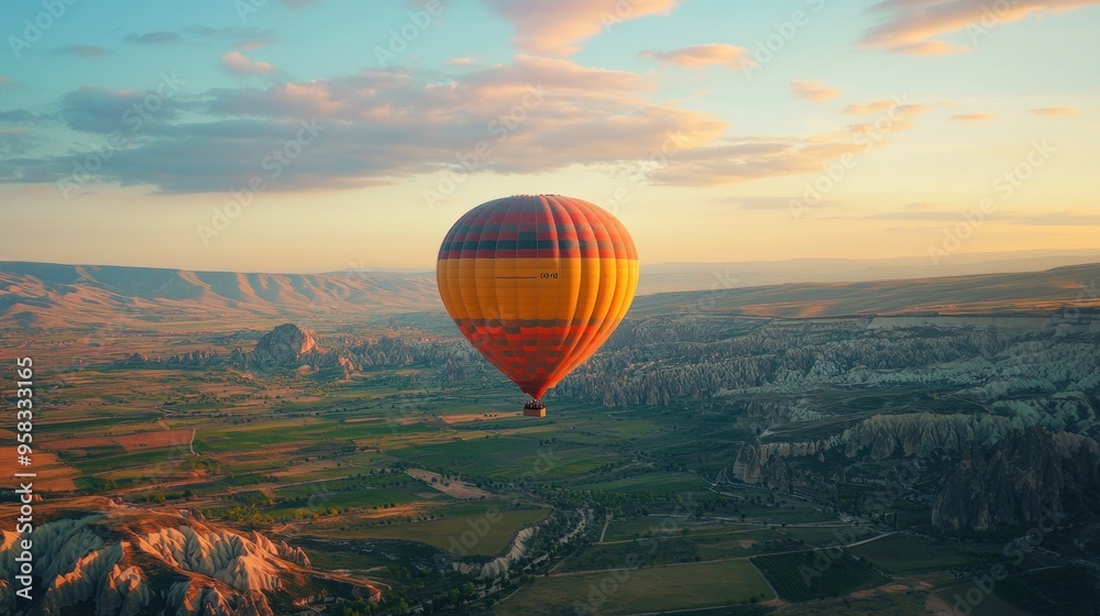 Hot Air Balloon Soaring Over Cappadocia Hot Air Balloon Soaring Over Cappadocia