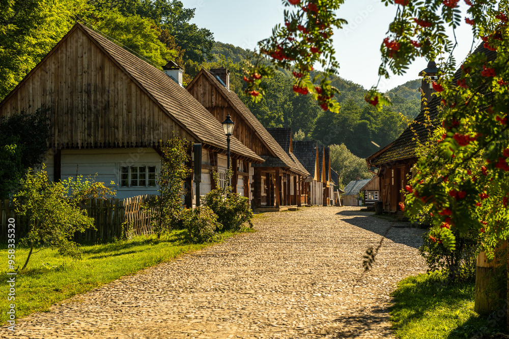 Traditional architecture of polish village. Entography and folklore in polish countryside.