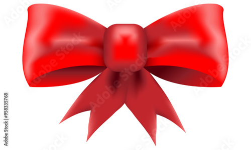 Realistic looking red bow illustration, Birthday, Christmas or celebration element