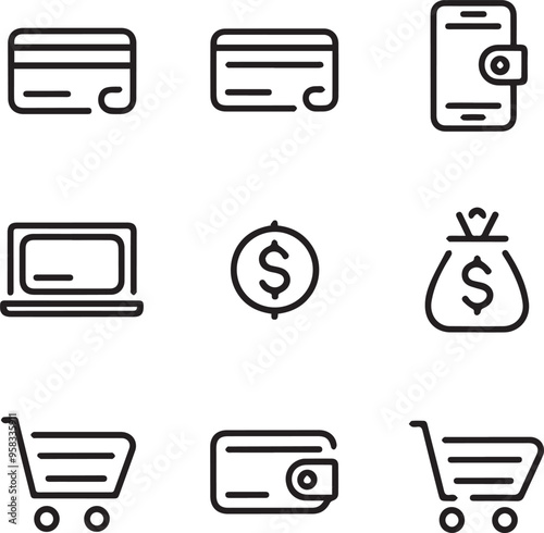Single line vector icon cashless wallet online payment method, generative AI